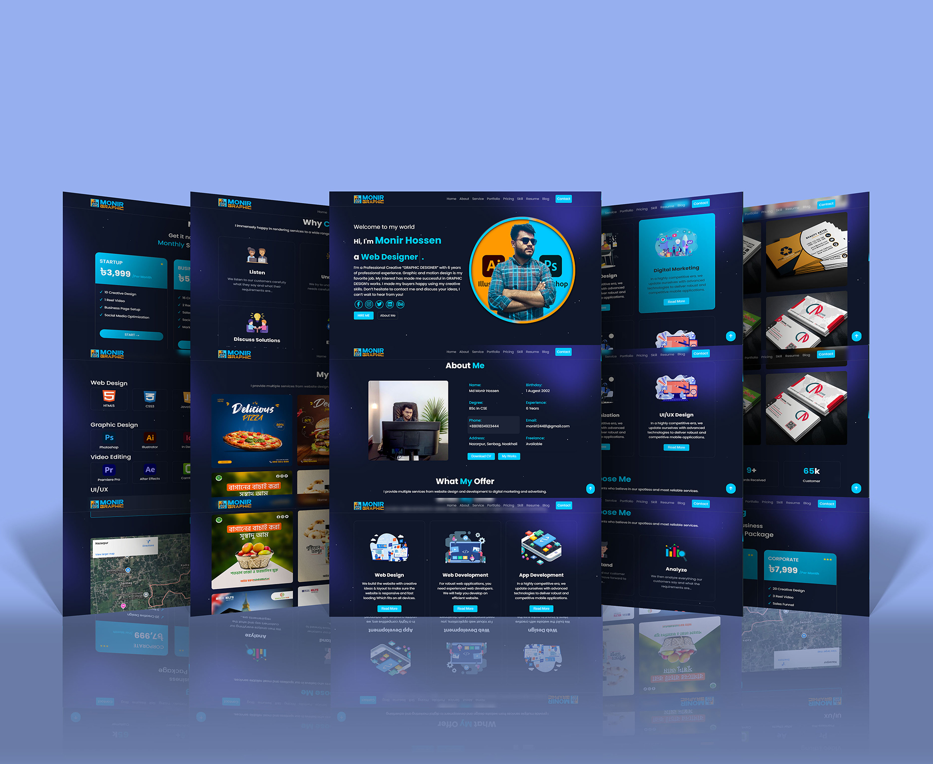 Md Monir Hossen, Graphic Designer, Web Developer, UI/UX Designer, Photoshop Expert, Portfolio, Creative Designer, Responsive Web Design, Frontend Developer